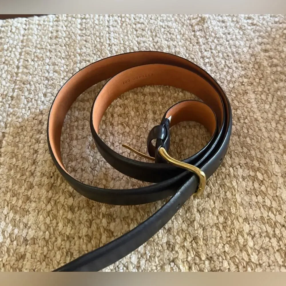 Polo Ralph Lauren black  Leather Belt with brass Buckle Sz 38